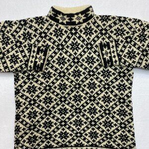 Vintage Susan Fosse Norway Sweater 100% Wool Men's M/L Geometric Thick Pullover